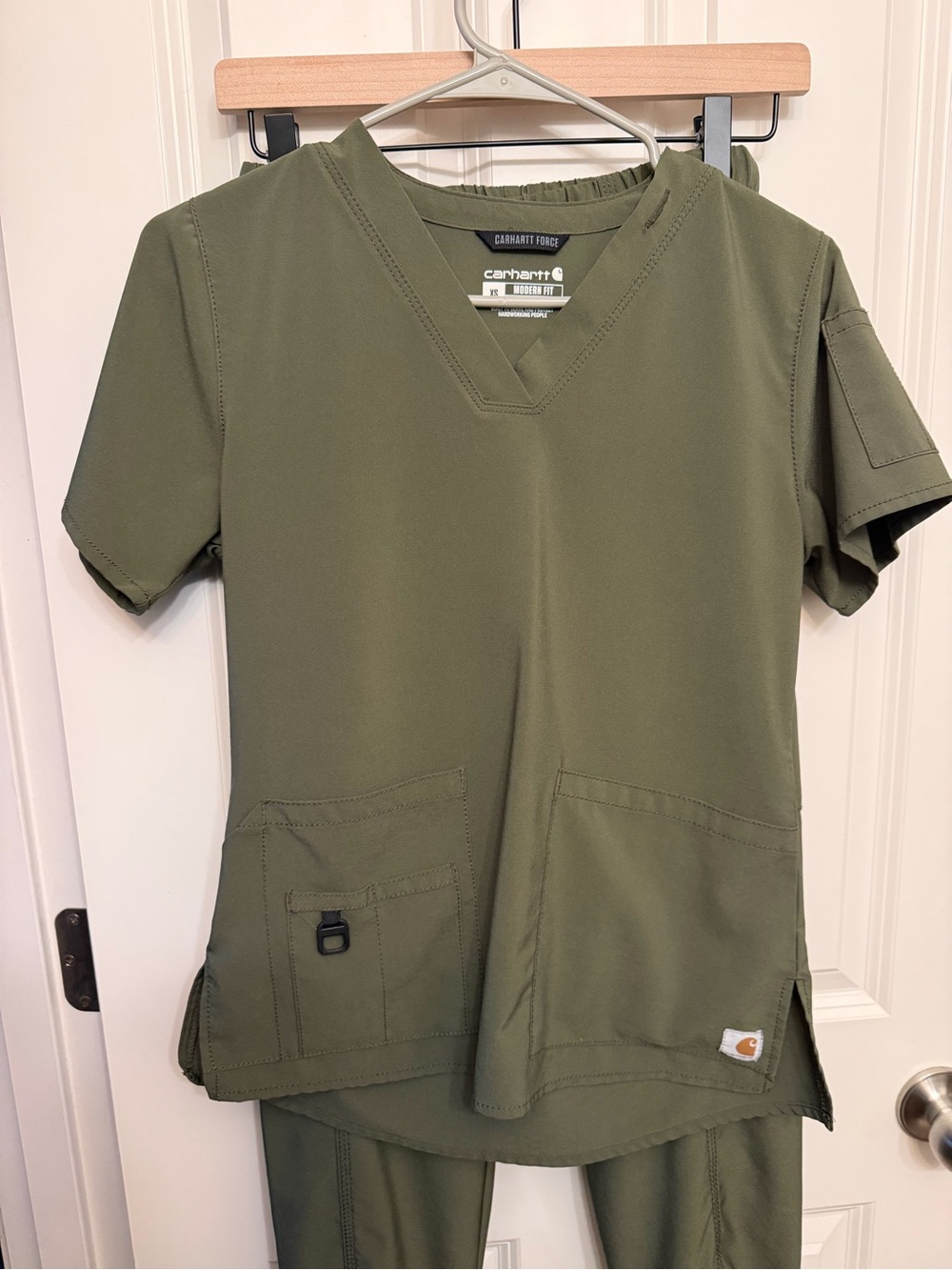 Carhartt Olive Green Utility Scrub Top